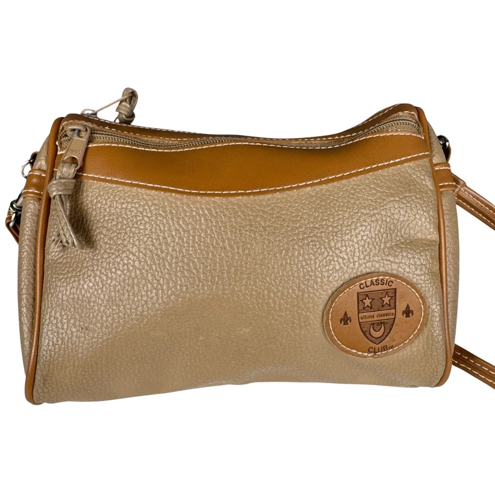 Classic Club Ultima Classico Tan Pebble Faux Leather Crossbody Barrel Bag‎ Small